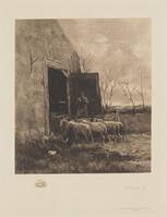 KG 16548
<br/>
Herder met schapen bij een stal
<br/>
<em>Steelink, Willem (sr.) (1826-1913)</em>